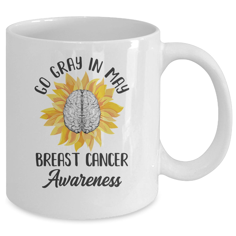Brain Cancer Tumor Awareness Go Gray In May Sunflower Ribbon Mug | teecentury
