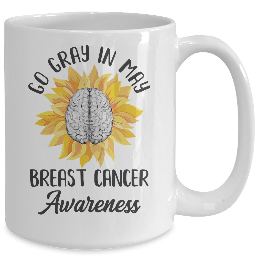 Brain Cancer Tumor Awareness Go Gray In May Sunflower Ribbon Mug | teecentury