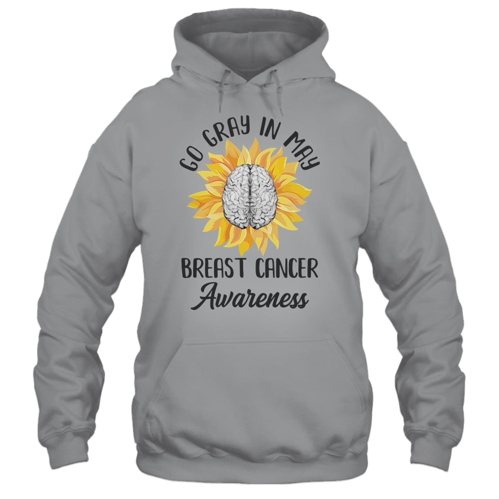 Brain Cancer Tumor Awareness Go Gray In May Sunflower Ribbon Shirt & Tank Top | teecentury