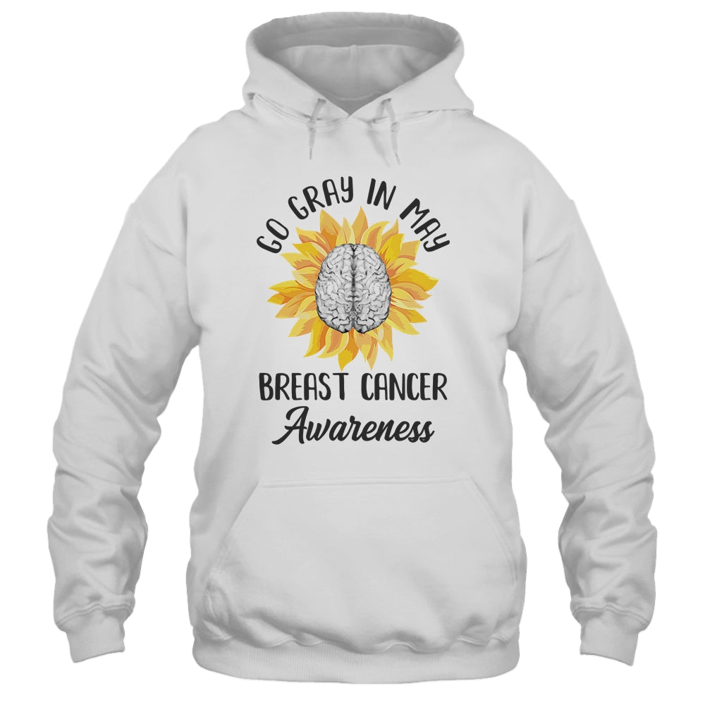 Brain Cancer Tumor Awareness Go Gray In May Sunflower Ribbon Shirt & Tank Top | teecentury