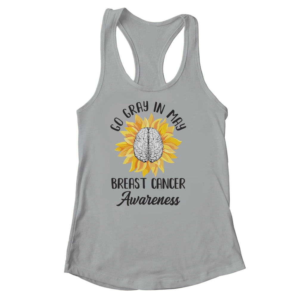 Brain Cancer Tumor Awareness Go Gray In May Sunflower Ribbon Shirt & Tank Top | teecentury