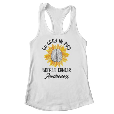 Brain Cancer Tumor Awareness Go Gray In May Sunflower Ribbon Shirt & Tank Top | teecentury