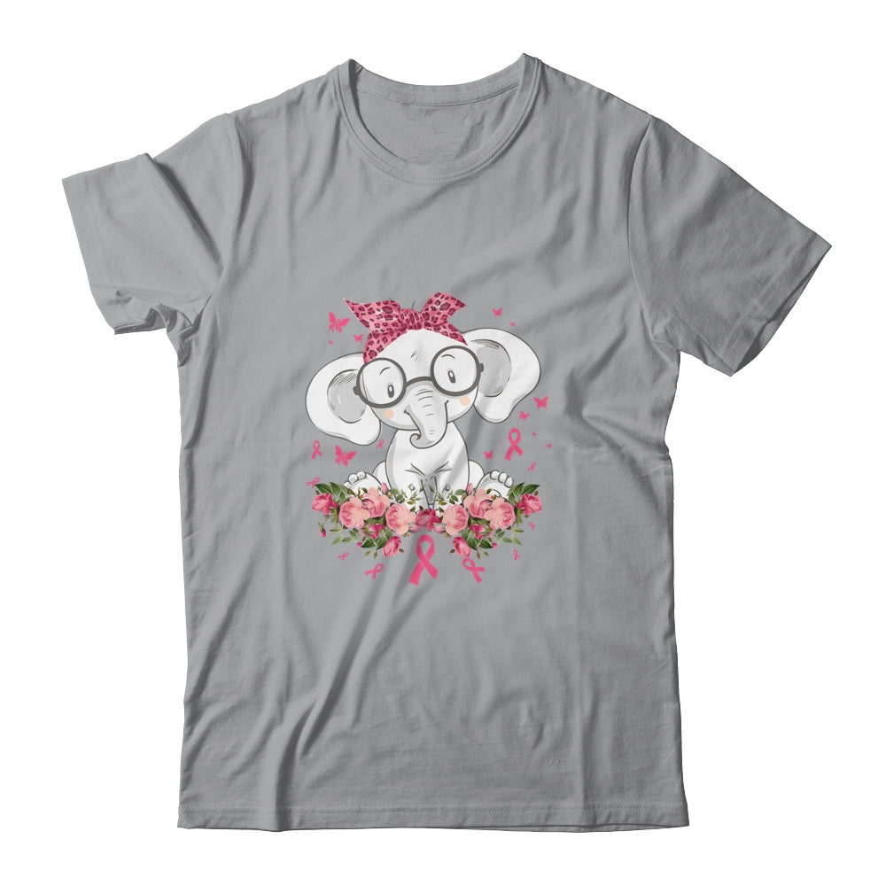 Breast Cancer Awareness Elephant Flowers Pink Ribbon Gift T-Shirt & Hoodie | Teecentury.com
