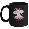 Breast Cancer Awareness Elephant Flowers Pink Ribbon Gift Mug Coffee Mug | Teecentury.com