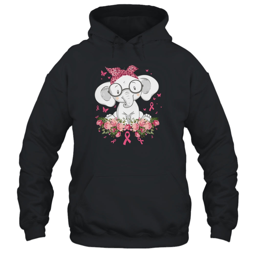 Breast Cancer Awareness Elephant Flowers Pink Ribbon Gift T-Shirt & Hoodie | Teecentury.com