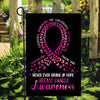 Breast Cancer Awareness Flag Never Ever Giving Up Hope Pink Ribbon Butterfly Farmhouse Flag | Teecentury.com