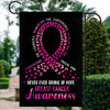 Breast Cancer Awareness Flag Never Ever Giving Up Hope Pink Ribbon Butterfly Farmhouse Flag | Teecentury.com