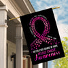 Breast Cancer Awareness Flag Never Ever Giving Up Hope Pink Ribbon Butterfly Farmhouse Flag | Teecentury.com
