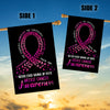 Breast Cancer Awareness Flag Never Ever Giving Up Hope Pink Ribbon Butterfly Farmhouse Flag | Teecentury.com