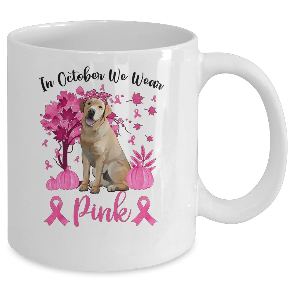 Breast Cancer Awareness In October We Wear Pink Golden Retriever Mug Coffee Mug | Teecentury.com