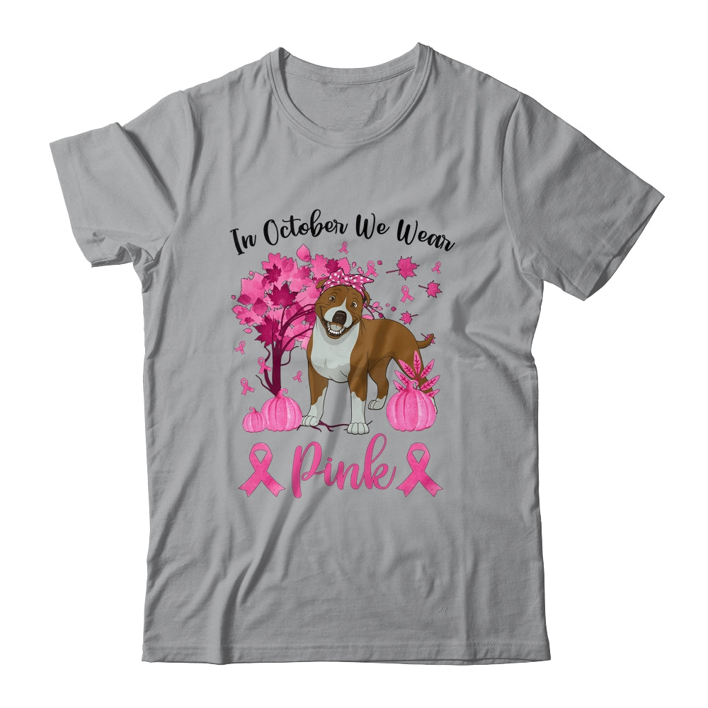 Breast Cancer Awareness In October We Wear Pink Pit bull T-Shirt & Sweatshirt | Teecentury.com
