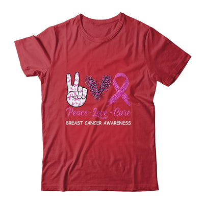 Breast Cancer Awareness Peace Love Cure Leopard T-Shirt & Hoodie | Teecentury.com