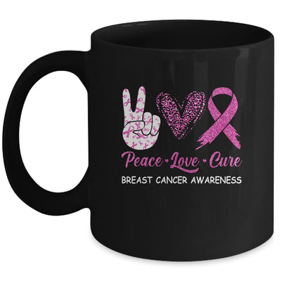 Breast Cancer Awareness Peace Love Cure Leopard Mug Coffee Mug | Teecentury.com