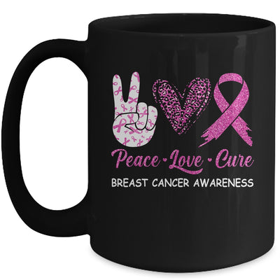 Breast Cancer Awareness Peace Love Cure Leopard Mug Coffee Mug | Teecentury.com