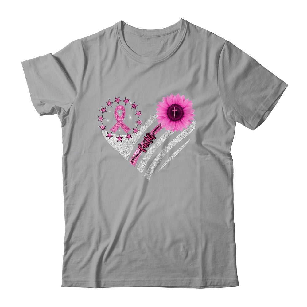 Breast Cancer Awareness Sunflower Faith Bling Bling T-Shirt & Hoodie | Teecentury.com