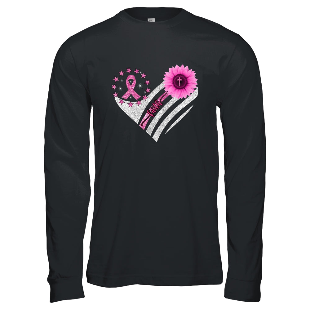 Breast Cancer Awareness Sunflower Faith Bling Bling T-Shirt & Hoodie | Teecentury.com