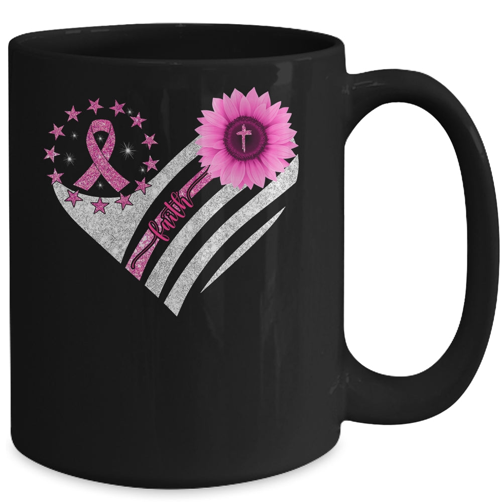 Breast Cancer Awareness Sunflower Faith Bling Bling Mug Coffee Mug | Teecentury.com