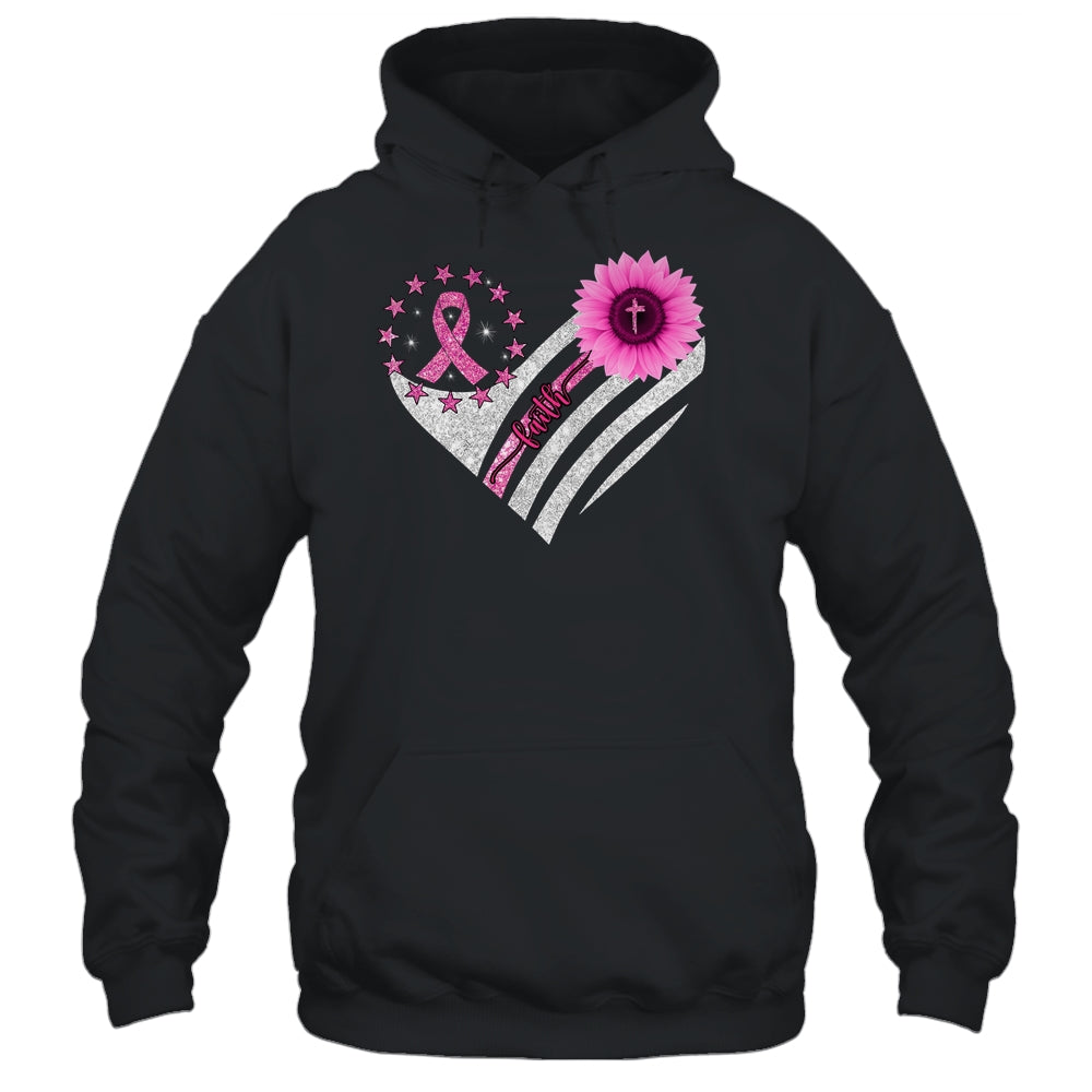 Breast Cancer Awareness Sunflower Faith Bling Bling T-Shirt & Hoodie | Teecentury.com