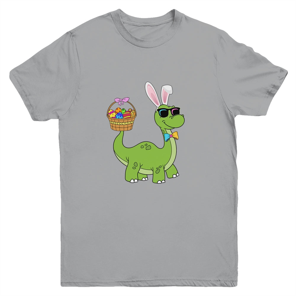 Brontosaurus Bunny Ears Egg Easter Day Dinosaur Dino Boys Youth Shirt | teecentury