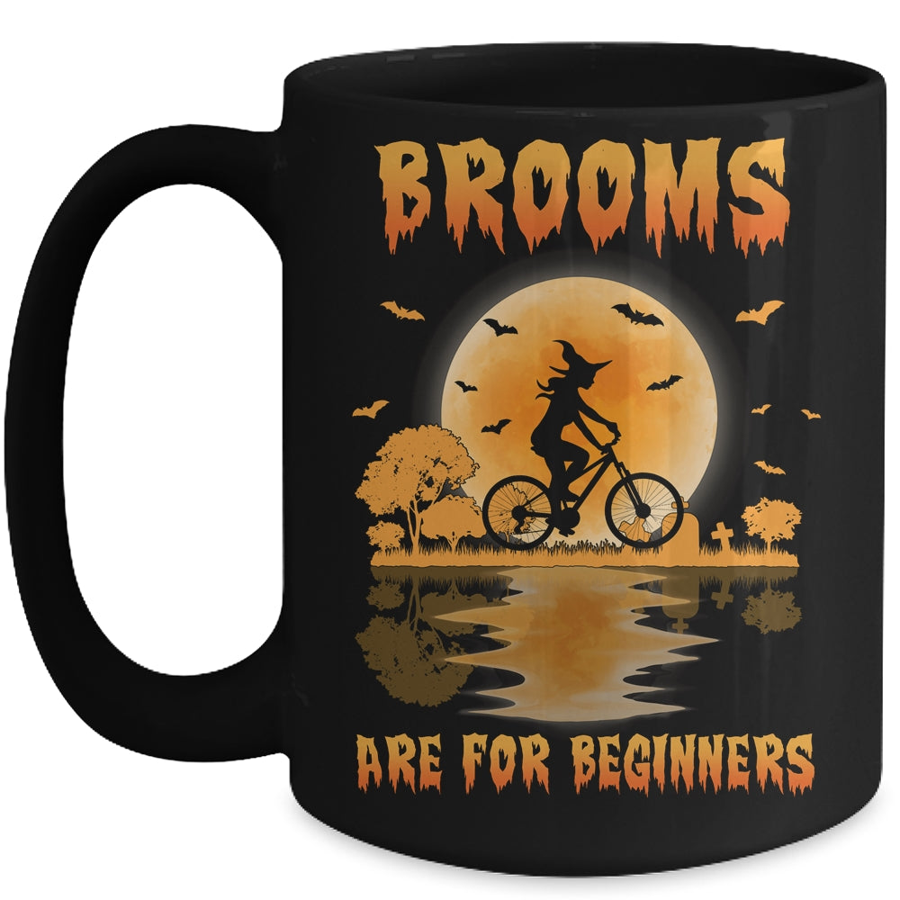 Brooms Are For Beginners Bicycle Witch Halloween Mug Coffee Mug | Teecentury.com