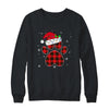 Buffalo Plaid Christmas Paw Dog With Santa Hat Lights Gift T-Shirt & Sweatshirt | Teecentury.com