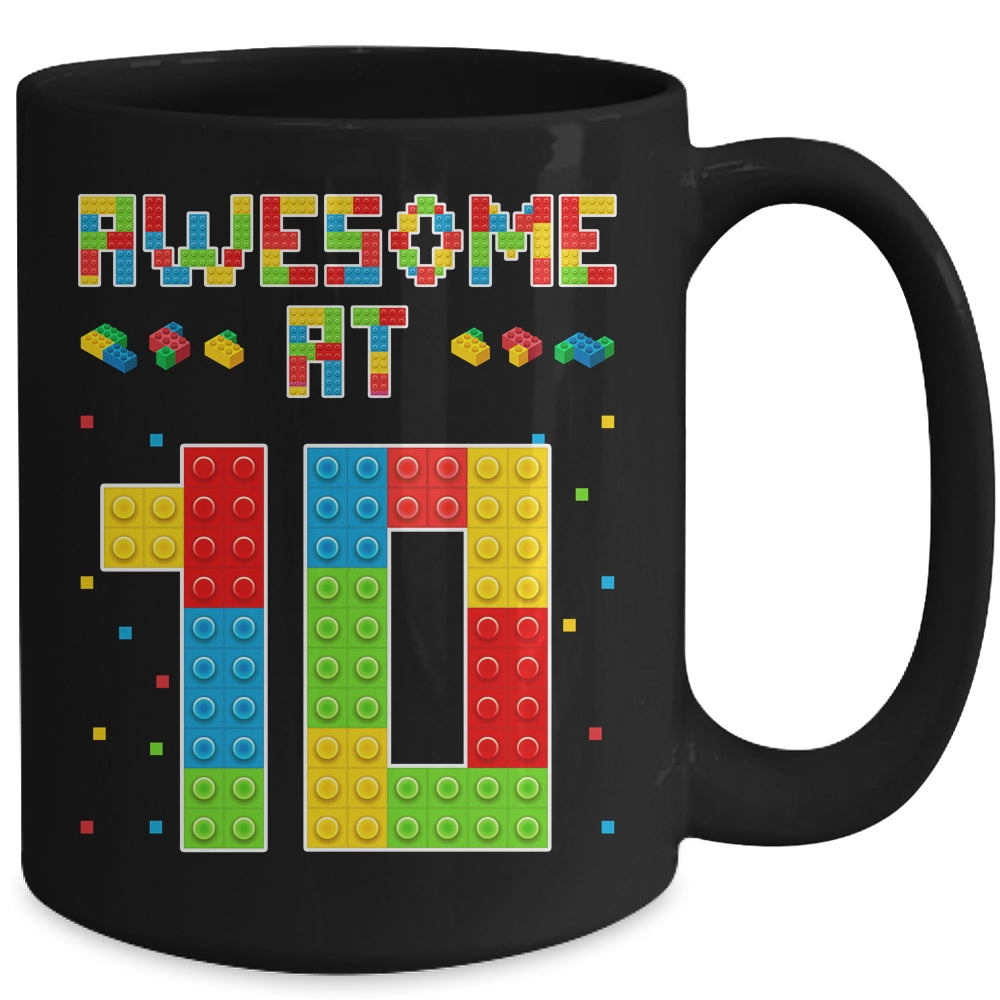 Building Blocks Bricks Awesome at 10 Years Old Birthday Boy Mug | teecentury