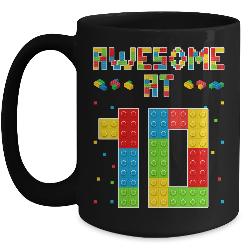 Building Blocks Bricks Awesome at 10 Years Old Birthday Boy Mug | teecentury