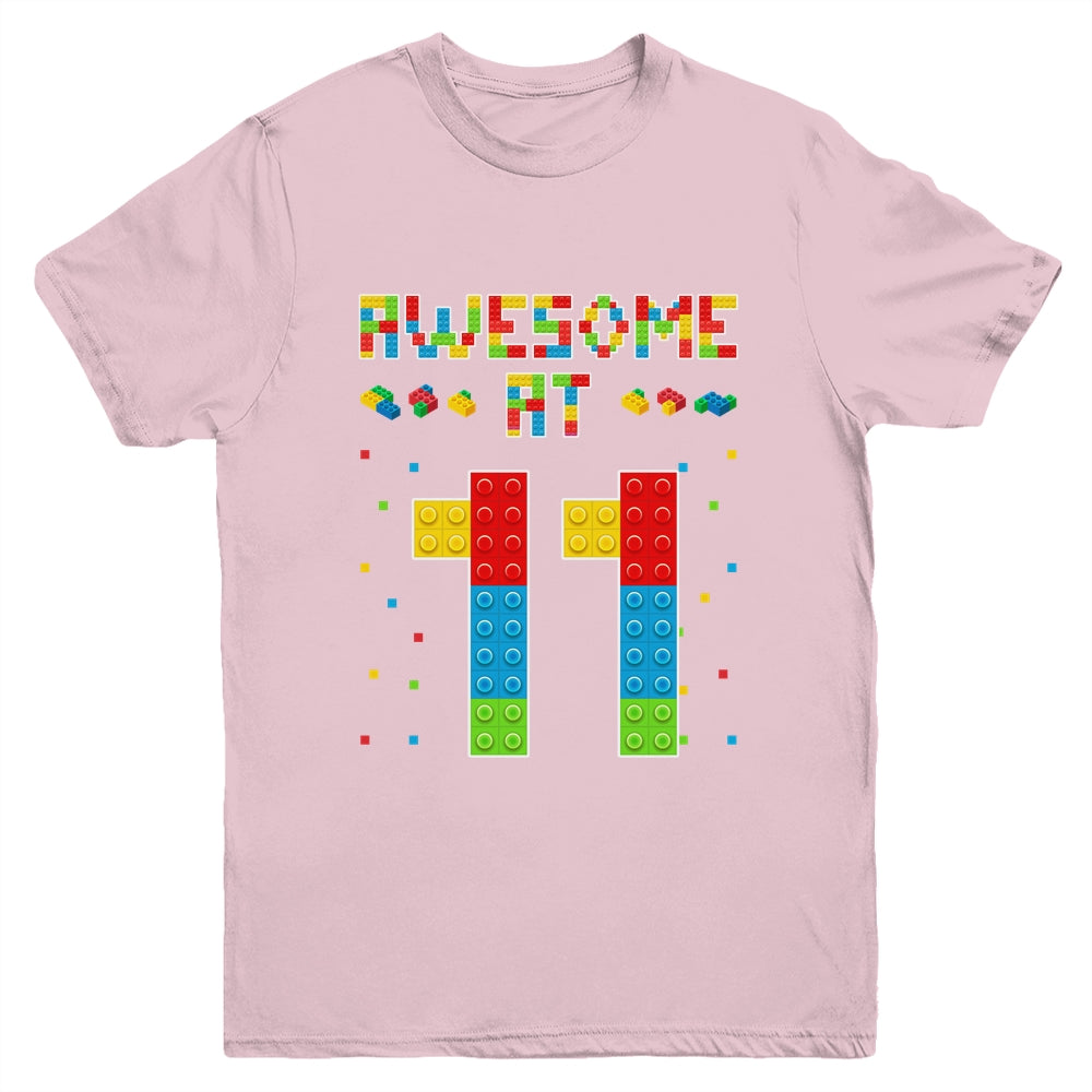 Building Blocks Bricks Awesome at 11 Years Old Birthday Boy Youth Shirt | teecentury