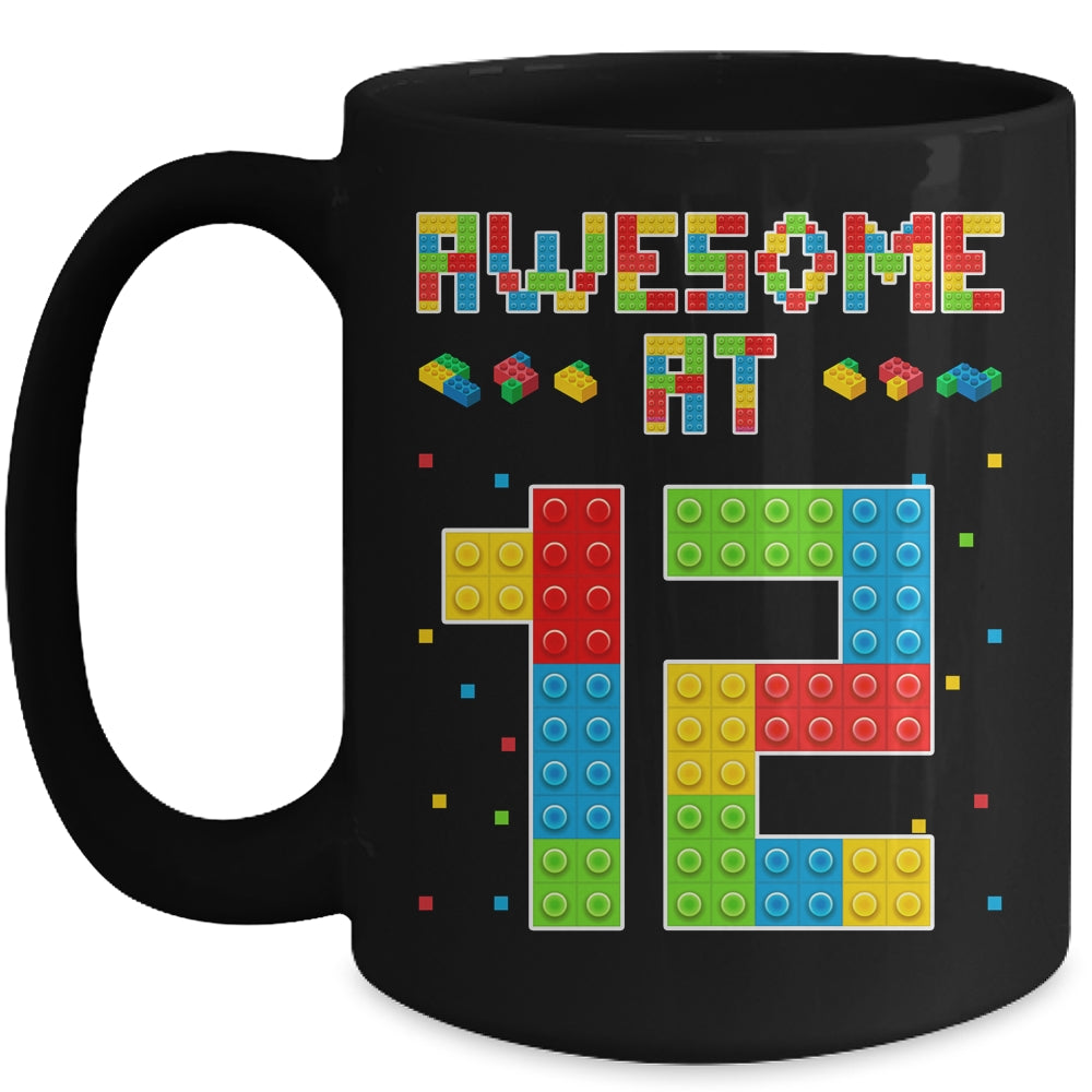 Building Blocks Bricks Awesome at 12 Years Old Birthday Boy Mug | teecentury