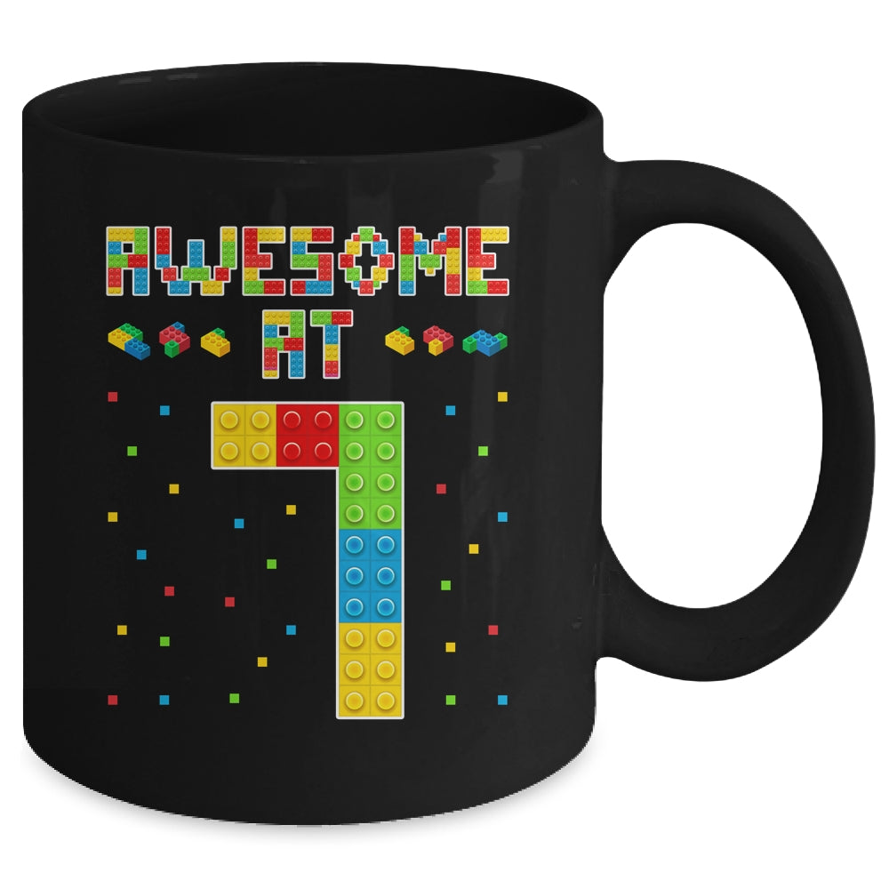 Building Blocks Bricks Awesome at 7 Years Old Birthday Boy Mug | teecentury