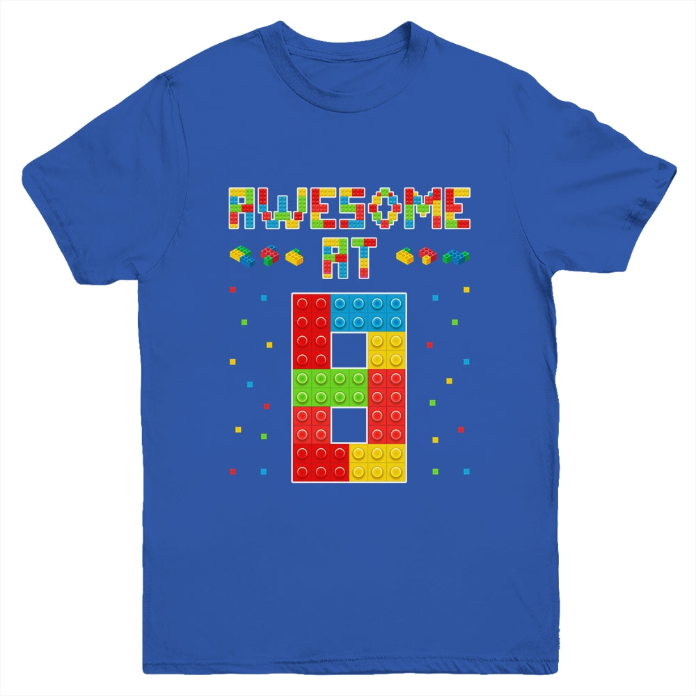 Building Blocks Bricks Awesome at 8 Years Old Birthday Boy Youth Shirt | teecentury