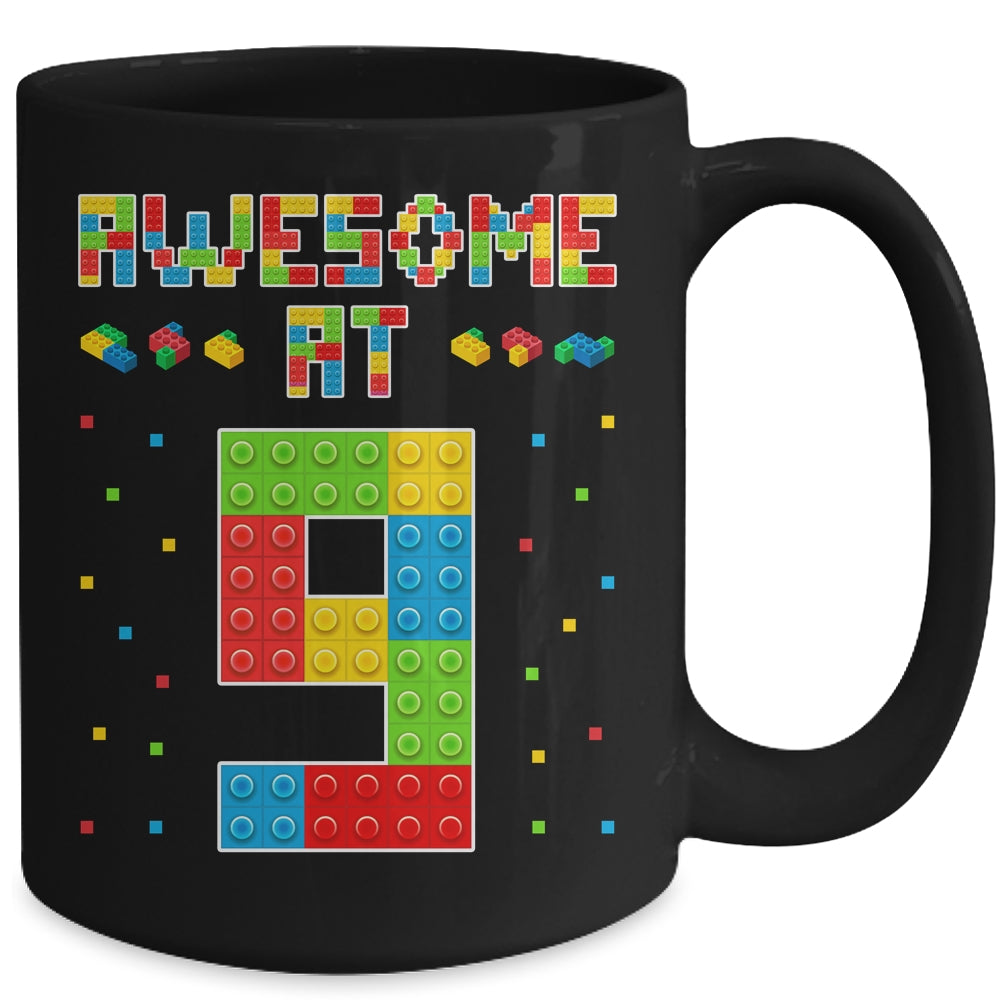 Building Blocks Bricks Awesome at 9 Years Old Birthday Boy Mug | teecentury