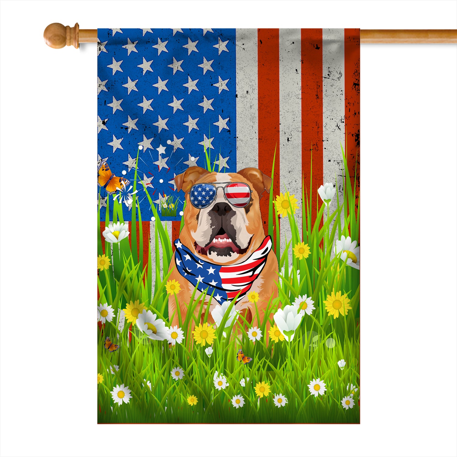 Bull American USA Flag 4th of July Dog Lover On Independence Day | teecentury