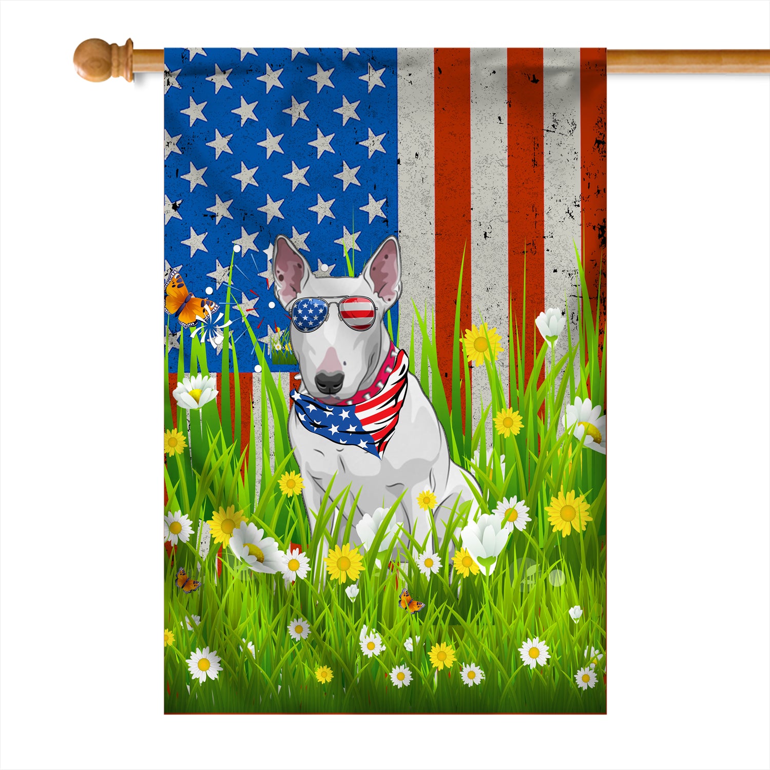 Bull Terrier American USA Flag 4th of July Dog Lover On Independence Day | teecentury