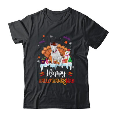 Bull Terrier HalloThanksMas Halloween Thanksgiving Christmas Shirt & Sweatshirt | teecentury