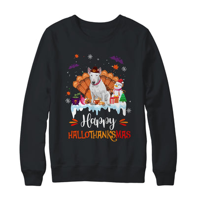 Bull Terrier HalloThanksMas Halloween Thanksgiving Christmas Shirt & Sweatshirt | teecentury