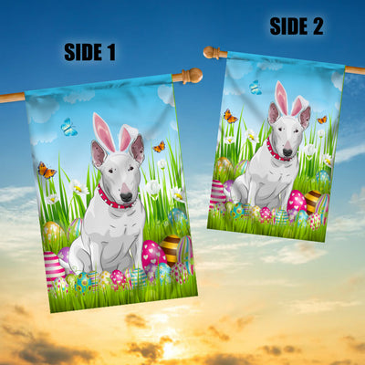 Bull Terrier Happy Easter Day Holiday Flag Funny Dog Dog Wear Bunny Ears Headband Cute for Home Decor | teecentury