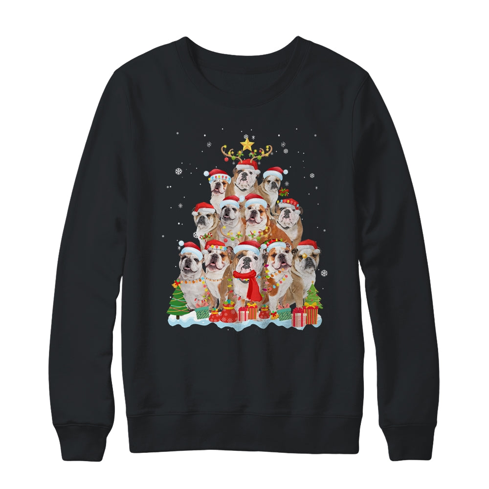 Bulldog Christmas Tree Pajama Xmas T-Shirt & Sweatshirt | Teecentury.com