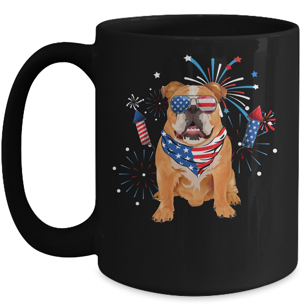 Bulldog Dog American USA Flag 4th of July Men women Lover Mug | teecentury