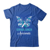 Butterfly Cervical Cancer Awareness Month White Teal Ribbon Shirt & Tank Top | teecentury