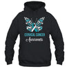 Butterfly Cervical Cancer Awareness Month White Teal Ribbon Shirt & Tank Top | teecentury