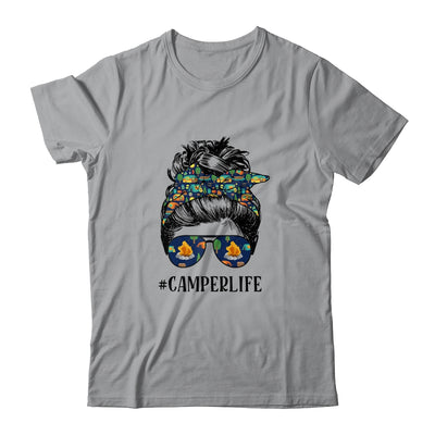 Camper Life Messy Bun Hair Mother's Day Camping Lovers T-Shirt & Tank Top | Teecentury.com