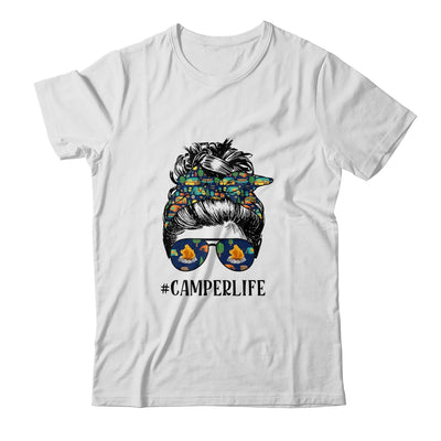 Camper Life Messy Bun Hair Mother's Day Camping Lovers T-Shirt & Tank Top | Teecentury.com