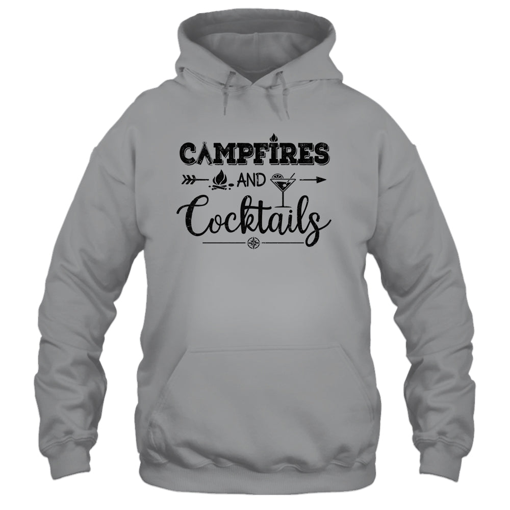 Campfires And Cocktails Love Camping Funny Drinking Wine T-Shirt & Tank Top | Teecentury.com