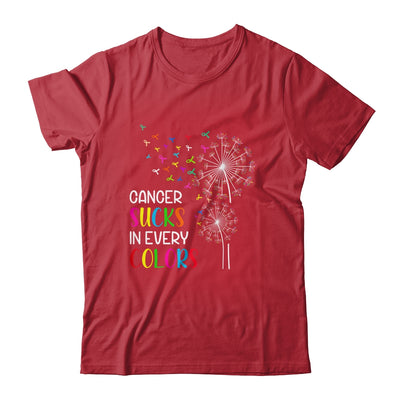 Cancer Sucks In Every Color Fighter Cancer Ribbon Dandelion T-Shirt & Hoodie | Teecentury.com