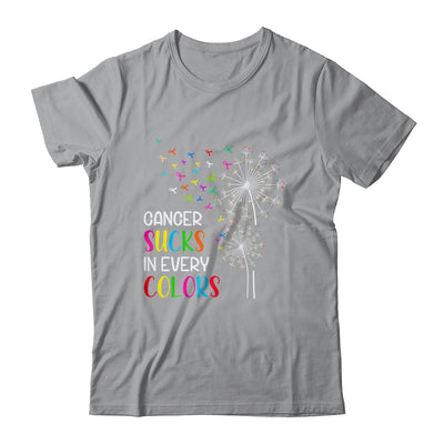 Cancer Sucks In Every Color Fighter Cancer Ribbon Dandelion T-Shirt & Hoodie | Teecentury.com