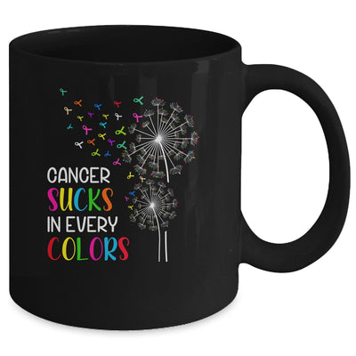 Cancer Sucks In Every Color Fighter Cancer Ribbon Dandelion Mug Coffee Mug | Teecentury.com