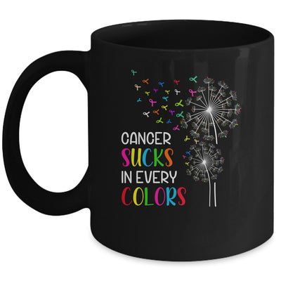 Cancer Sucks In Every Color Fighter Cancer Ribbon Dandelion Mug Coffee Mug | Teecentury.com