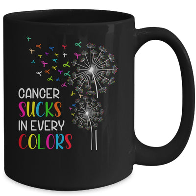 Cancer Sucks In Every Color Fighter Cancer Ribbon Dandelion Mug Coffee Mug | Teecentury.com