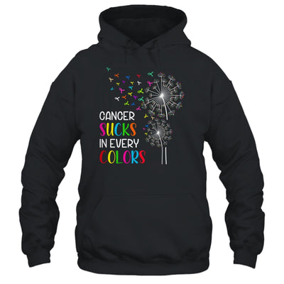 Cancer Sucks In Every Color Fighter Cancer Ribbon Dandelion T-Shirt & Hoodie | Teecentury.com